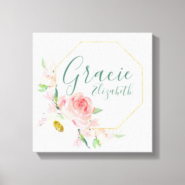 Custom Name Floral Nursery Sign (Front)