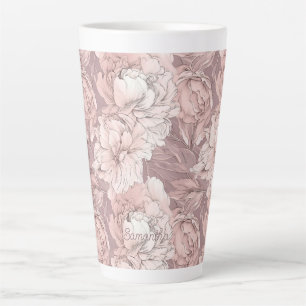 Custom Name Floral Pattern Latte Mug