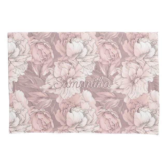 Custom Name Floral Pattern Pillowcase (Front)