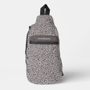 Custom Name Floral Pattern Sling Bag