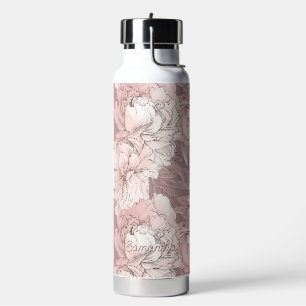 Custom Name Floral Pattern Water Bottle