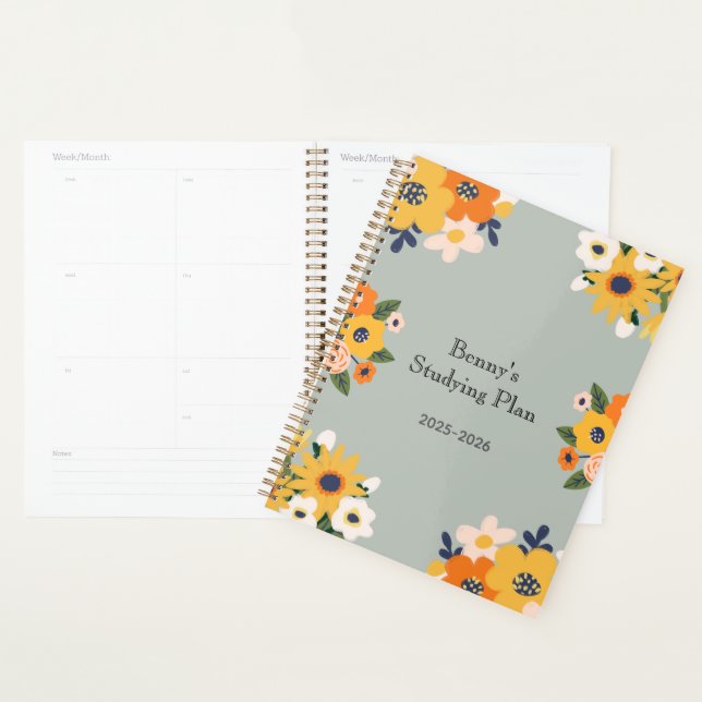 Custom Name Floral  Planner (Display)