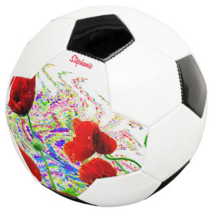 Custom Name Floral Poppy Flowers Colourful Artsy Football