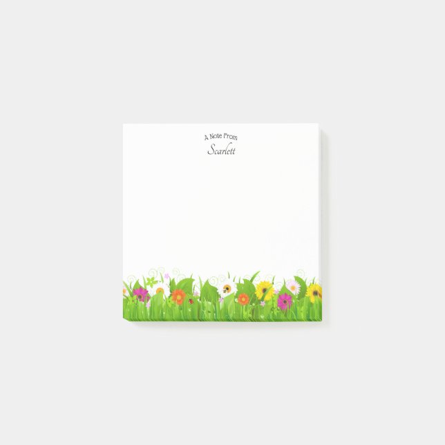 Custom Name Floral Post-it Notes (Front)