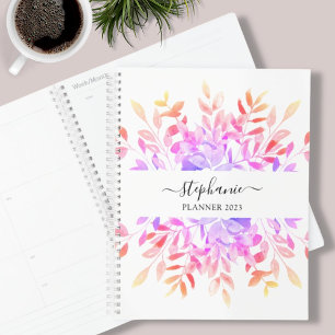 Custom Name Floral Watercolor 2023 Planner