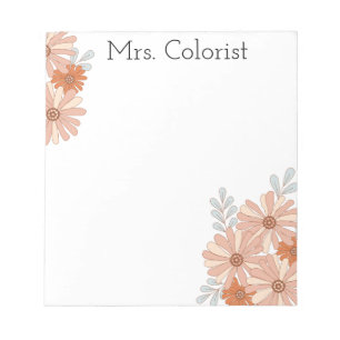 Custom Name Floral Watercolor Blush Peach Notepad
