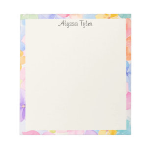 Custom Name Floral Watercolor Notepad