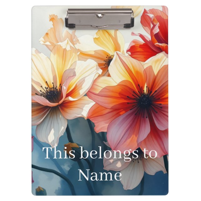 Custom Name Flower Clipboard (Front)