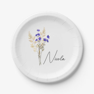 Custom Name Flower dish,Personalized Birth Flower  Paper Plate