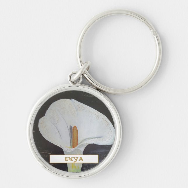 Custom Name Flower LILY Acrylic Painting Key Ring (Front)