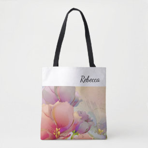 Custom Name Flower Painting Gift Tote Bags