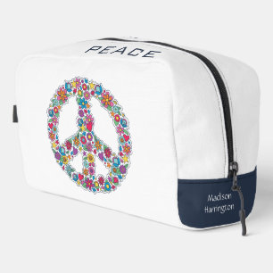 Custom Name Flower Peace Sign Dopp Kit