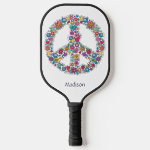 Custom Name Flower Peace Sign Pickleball Paddle