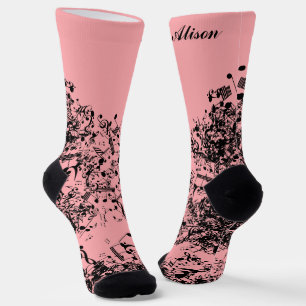 Custom Name Flying Musical Notes  Socks