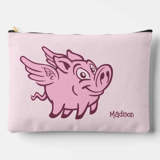 Custom Name Flying Pigs Accessory Pouch (Front)