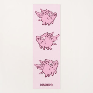Custom Name Flying Pigs Yoga Mat