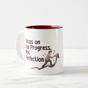 Custom Name Focus On Progress Not Perfection Mug
