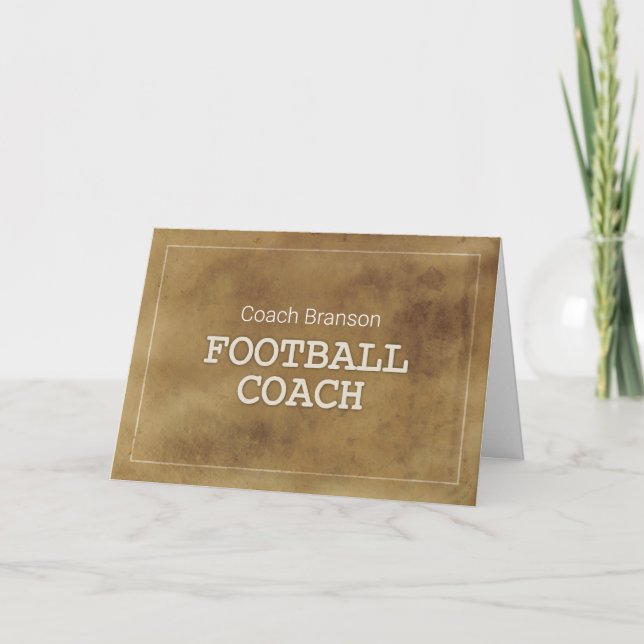 Custom Name Football Coach Thanks Definition Card (Front)