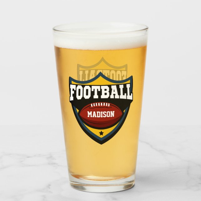 Custom name Football Logo Glass (Back Filled)