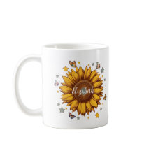 Custom name for girl retro sunflower gift