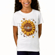 Custom name for girl retro sunflower gift