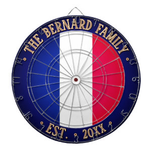 Custom Name FRANCE FLAG Dark Navy Border Dartboard