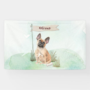 Custom Name French Bulldog Pet Dog Banner