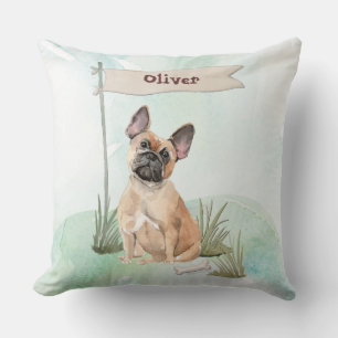 Custom Name French Bulldog Pet Dog Cushion