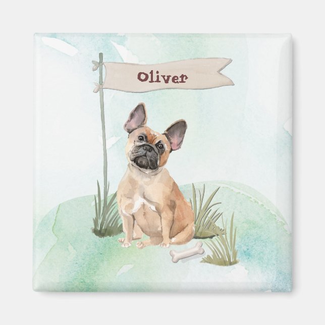 Custom Name French Bulldog Pet Dog Magnet (Front)