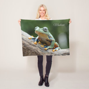 Custom Name Frog Fleece Blanket