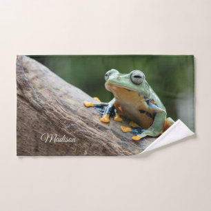 Custom Name Frog Hand Towel
