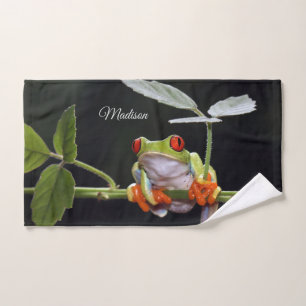 Custom Name Frog Hand Towel