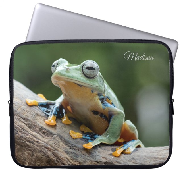Custom Name Frog Laptop Sleeve (Front)