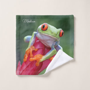 Custom Name Frog Wash Cloth