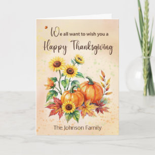 Custom Name From All of Us Thanksgiving Sunflowers Card