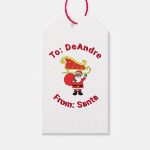 Custom Name From Santa African American White Xmas Gift Tags