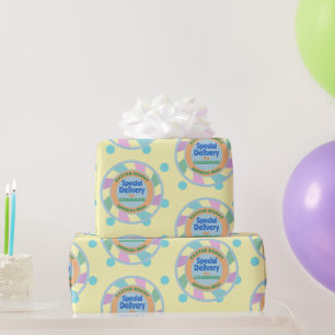 Custom Name from the Easter Bunny Yellow & Blue Wrapping Paper