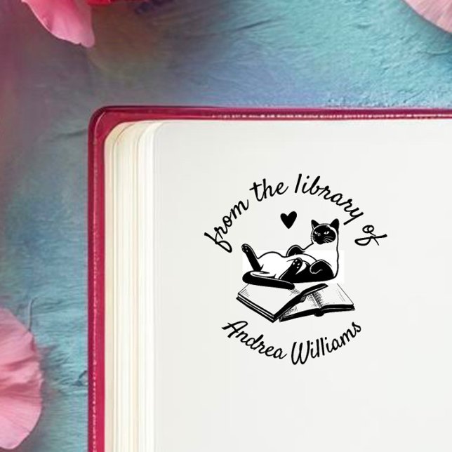 Custom Name From The Library Of Modern | Funny Cat Self-inking Stamp (Creator Uploaded)
