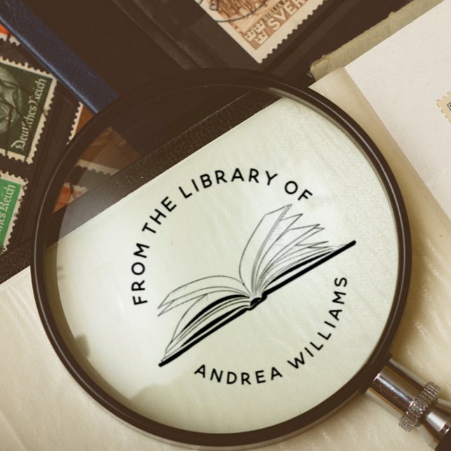 Custom Name From The Library Of Modern | Round  Ru Rubber Stamp (Creator Uploaded)