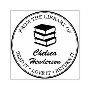 Custom Name From the Library Rubber Stamp