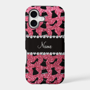 Custom name fuchsia pink glitter high heels dress