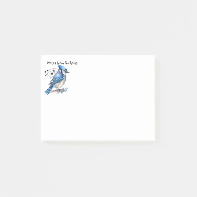 Custom Name Fun Bluejay Blue Jay Bird Nature Art Post-it Notes (Front)