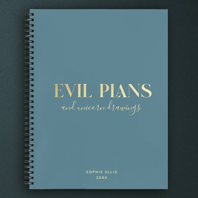 Custom Name Fun Cool Chic EVIL PLANS Planner Notebook (Creator Uploaded)