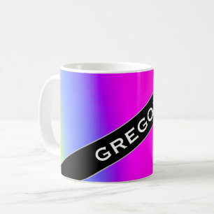 Custom Name; Fun Multicolored Rainbow-Like Pattern Coffee Mug