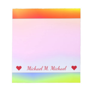Custom Name; Fun Multicolored Rainbow-Like Pattern Notepad