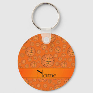 Custom name fun orange basketballs orange stripe key ring