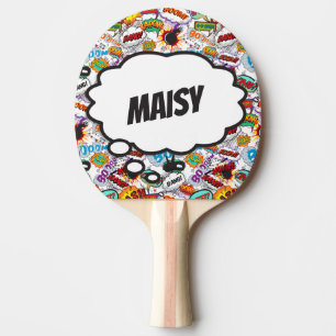 Custom Name Fund Trendy Comic Book Ping Pong Paddle