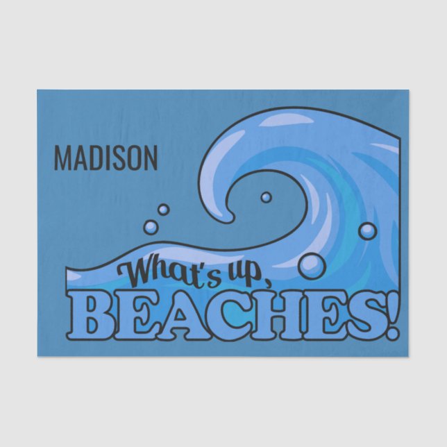 Custom name Funny Beach Wave tissue paper (Front)