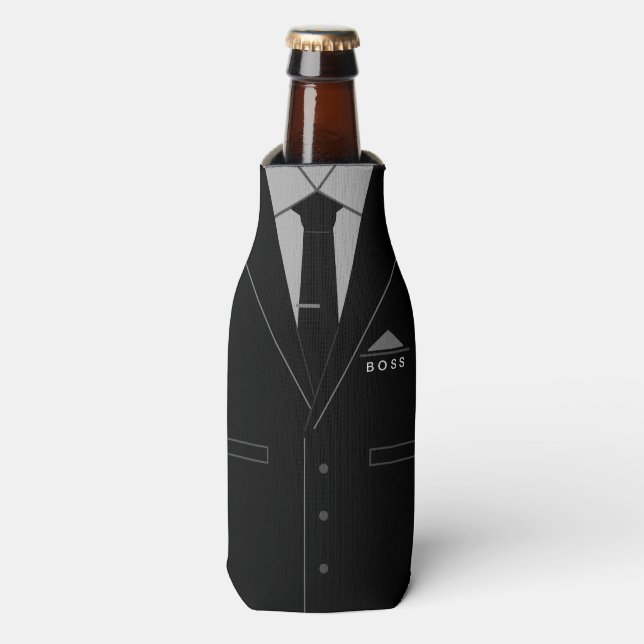 Custom Name Funny Bottle Cooler Business Suit (Bottle Front)