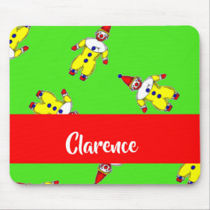 Custom name funny clowns on green mouse mat
